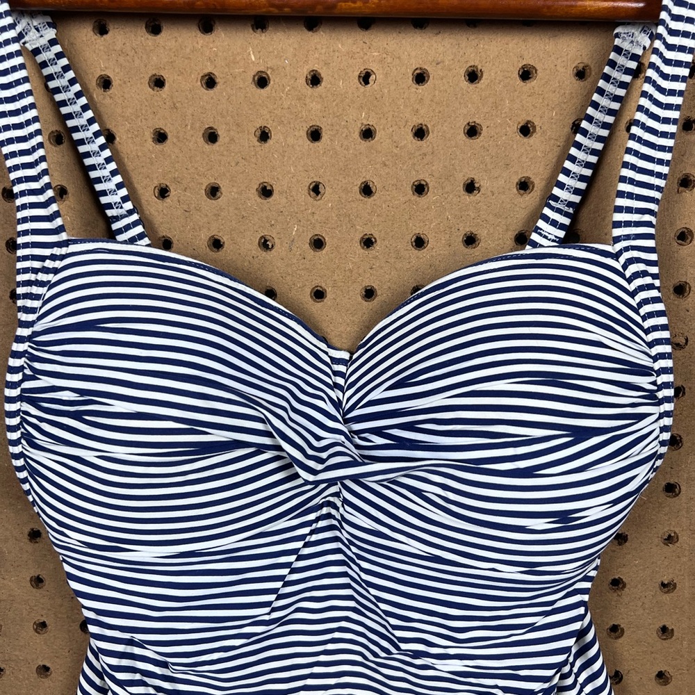 Nip Tuck Sorrento Navy White Striped One Piece Adjustable Straps Size 8 - Picture 3 of 9